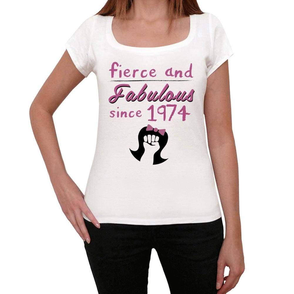 Fierce And Fabulous Since 1974 Womens T-Shirt White Birthday Gift 00424 - White / Xs - Casual