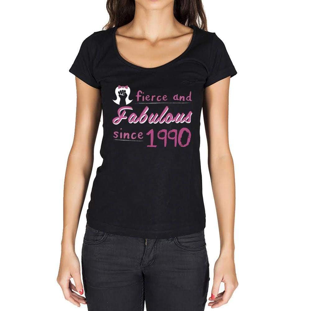 Fierce And Fabulous Since 1990 Womens T-Shirt Black Birthday Gift 00423 - Black / Xs - Casual
