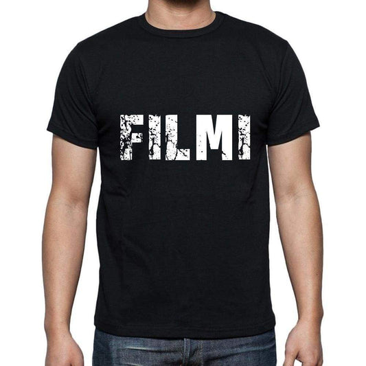 Filmi Mens Short Sleeve Round Neck T-Shirt 5 Letters Black Word 00006 - Casual