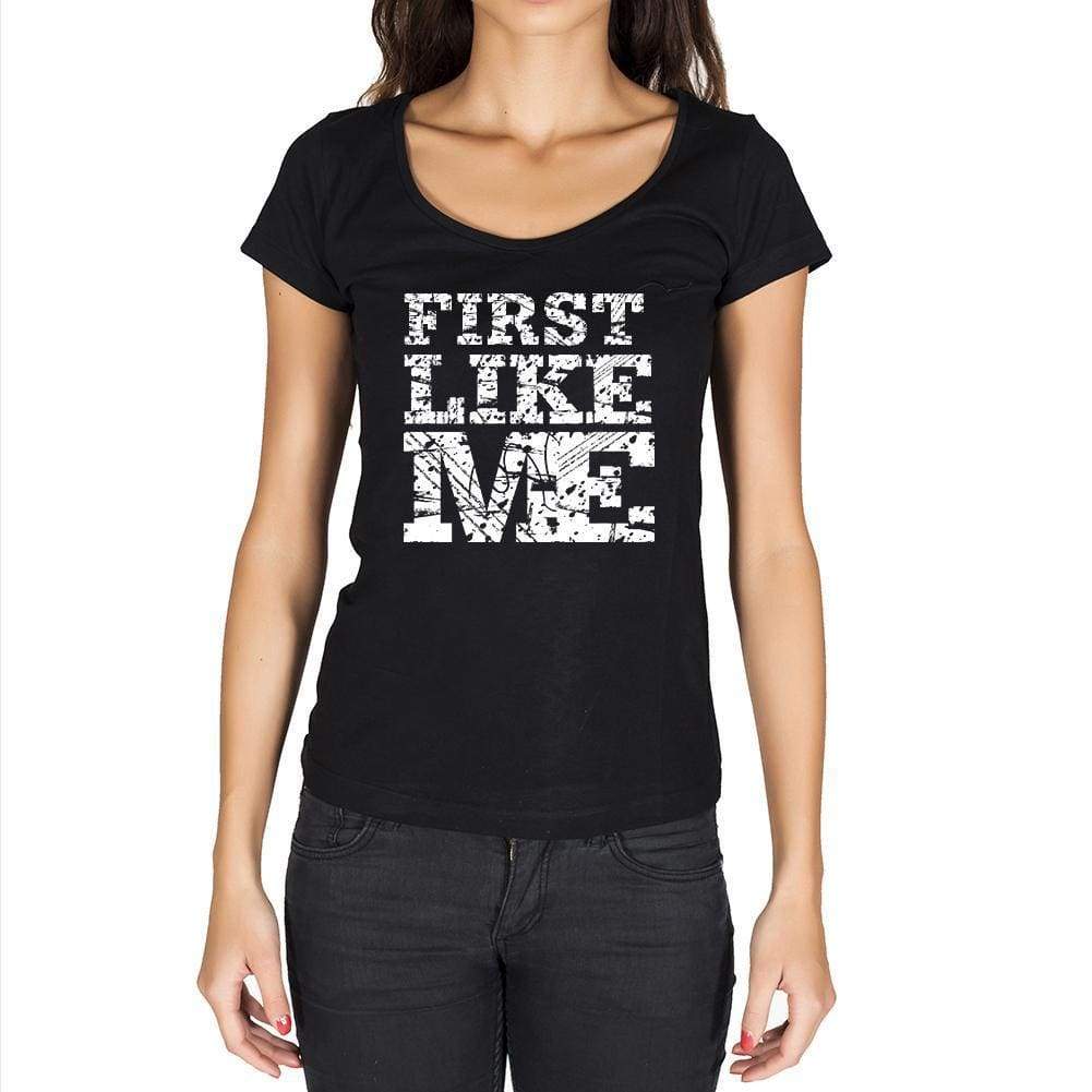 First Like Me Black Womens Short Sleeve Round Neck T-Shirt 00054 - Black / Xs - Casual