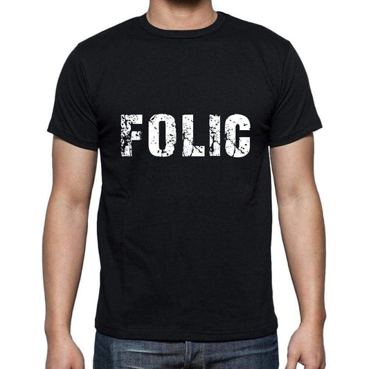 Folic Mens Short Sleeve Round Neck T-Shirt 5 Letters Black Word 00006 - Casual