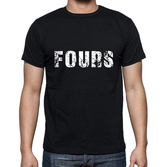 Fours Mens Short Sleeve Round Neck T-Shirt 5 Letters Black Word 00006 - Casual