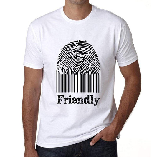 Friendly Fingerprint White Mens Short Sleeve Round Neck T-Shirt Gift T-Shirt 00306 - White / S - Casual