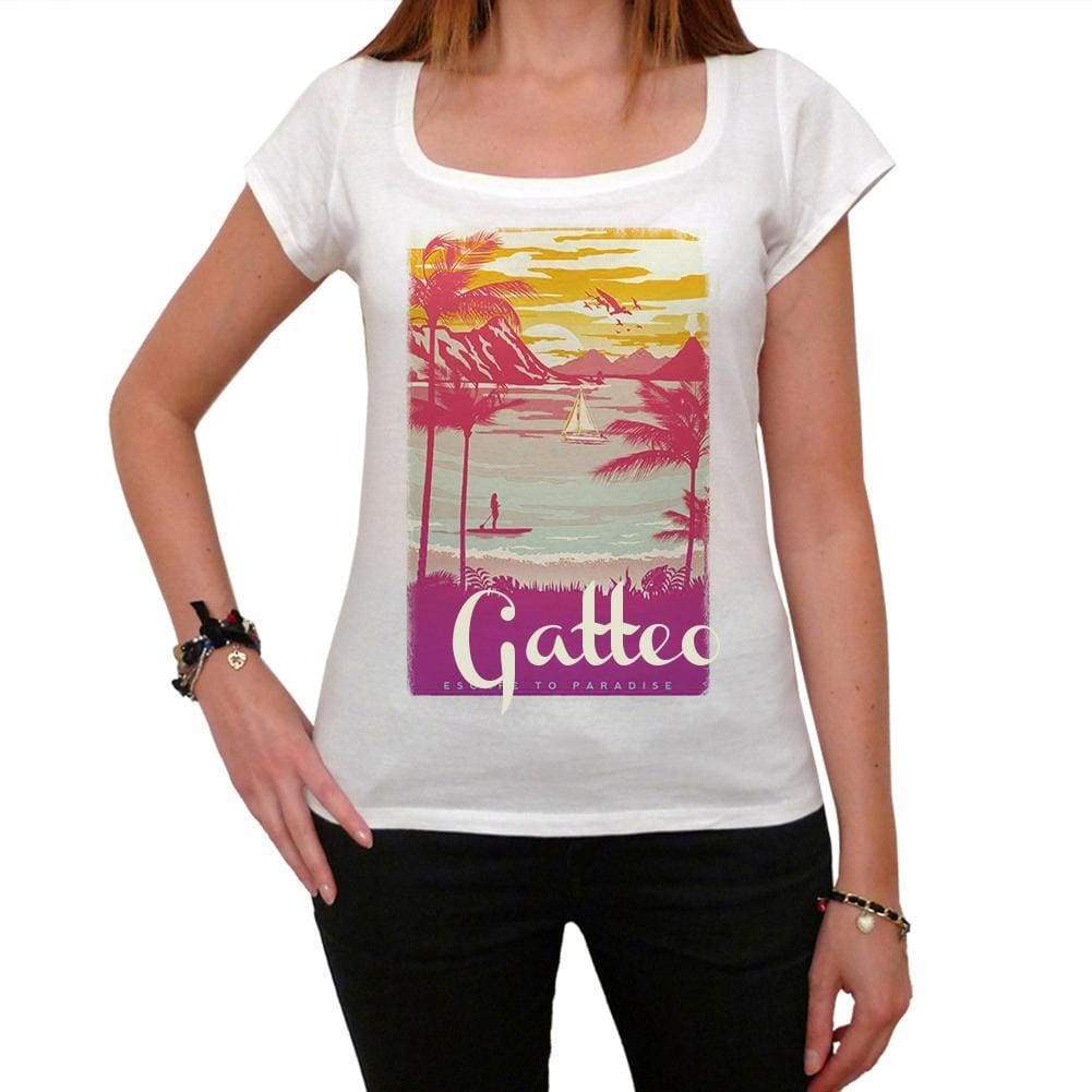 Gatteo Escape To Paradise Womens Short Sleeve Round Neck T-Shirt 00280 - White / Xs - Casual