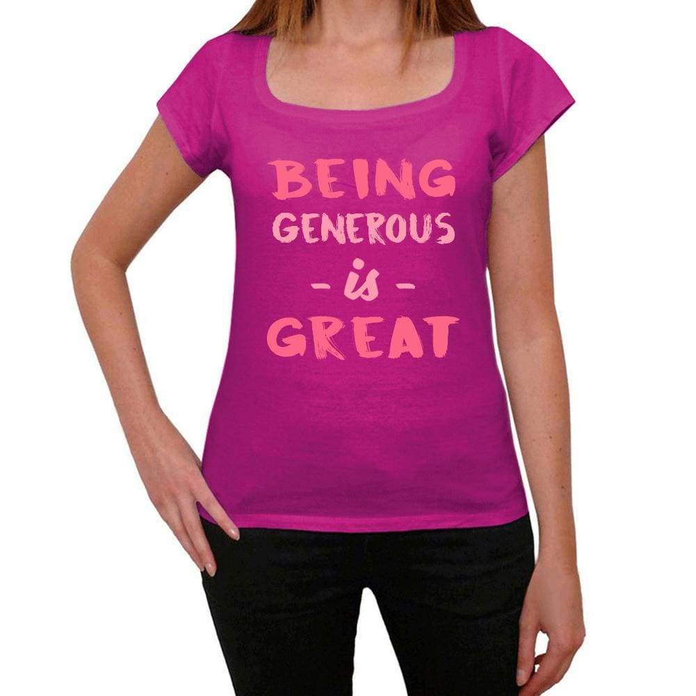 Generous Being Great Pink Womens Short Sleeve Round Neck T-Shirt Gift T-Shirt 00335 - Pink / Xs - Casual