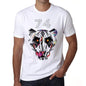 Geometric Tiger Number 74 White Mens Short Sleeve Round Neck T-Shirt 00282 - White / S - Casual