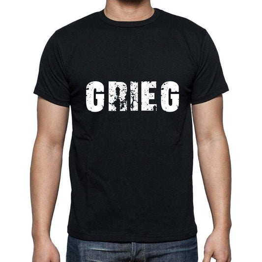 Grieg Mens Short Sleeve Round Neck T-Shirt 5 Letters Black Word 00006 - Casual