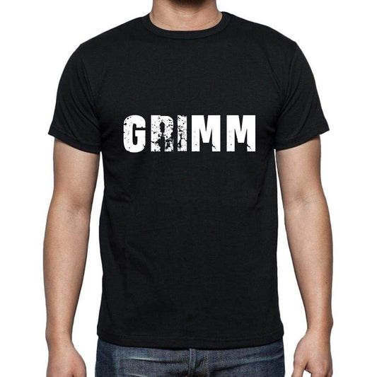 Grimm Mens Short Sleeve Round Neck T-Shirt 5 Letters Black Word 00006 - Casual