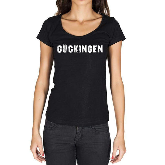 Gückingen German Cities Black Womens Short Sleeve Round Neck T-Shirt 00002 - Casual