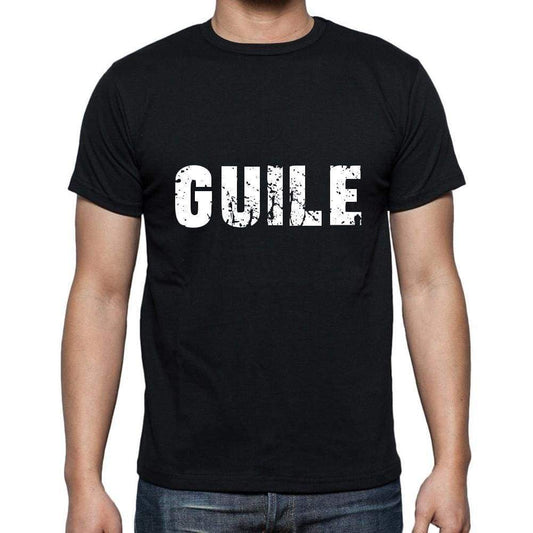 Guile Mens Short Sleeve Round Neck T-Shirt 5 Letters Black Word 00006 - Casual