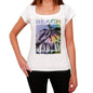 Gulpiyuri Beach Name Palm White Womens Short Sleeve Round Neck T-Shirt 00287 - White / Xs - Casual