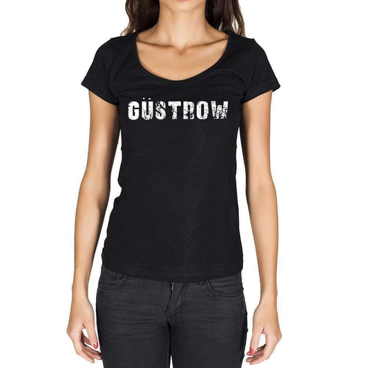 Güstrow German Cities Black Womens Short Sleeve Round Neck T-Shirt 00002 - Casual
