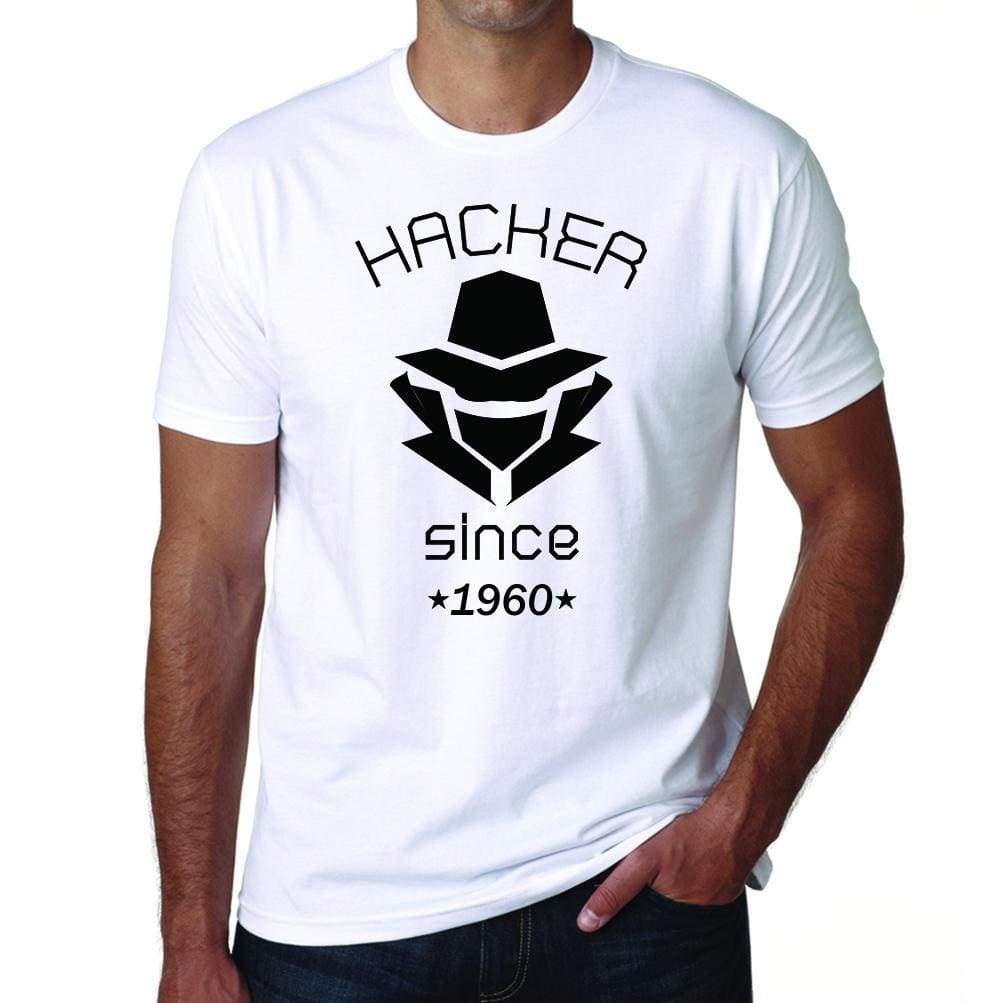 Hacker 1960 Mens Short Sleeve Round Neck T-Shirt 00087 - White / S - Casual