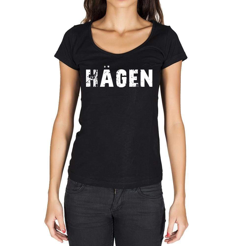 Hägen German Cities Black Womens Short Sleeve Round Neck T-Shirt 00002 - Casual