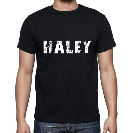 Haley Mens Short Sleeve Round Neck T-Shirt 5 Letters Black Word 00006 - Casual