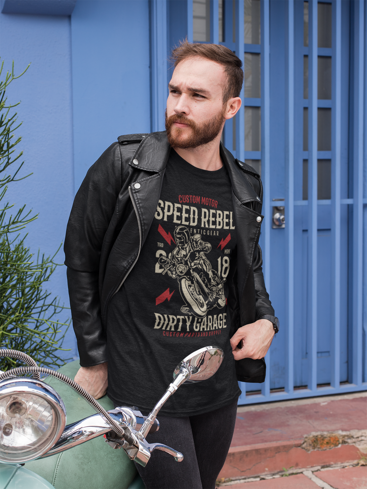 ULTRABASIC Herren T-Shirt Speed ​​Rebel – Dirty Garage Motorcycle 2018 T-Shirt