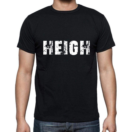 Heigh Mens Short Sleeve Round Neck T-Shirt 5 Letters Black Word 00006 - Casual