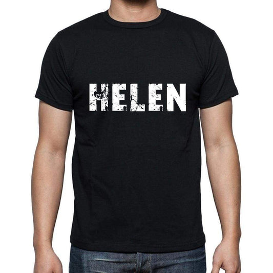Helen Mens Short Sleeve Round Neck T-Shirt 5 Letters Black Word 00006 - Casual