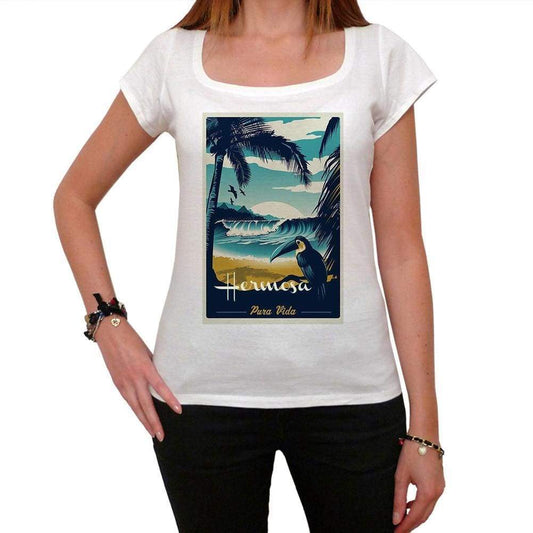 Hermosa Pura Vida Beach Name White Womens Short Sleeve Round Neck T-Shirt 00297 - White / Xs - Casual
