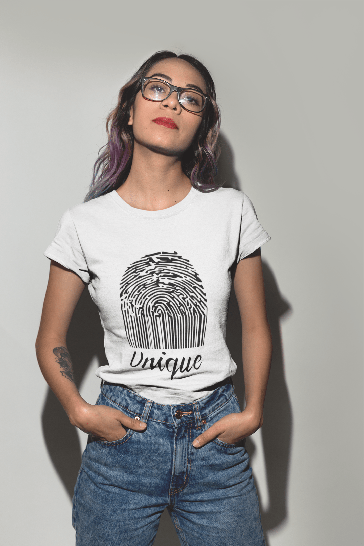 Unique Fingerprint, White, Women's Short Sleeve Round Neck T-shirt, gift t-shirt 00304