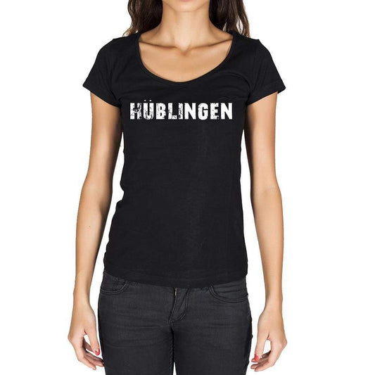 Hüblingen German Cities Black Womens Short Sleeve Round Neck T-Shirt 00002 - Casual