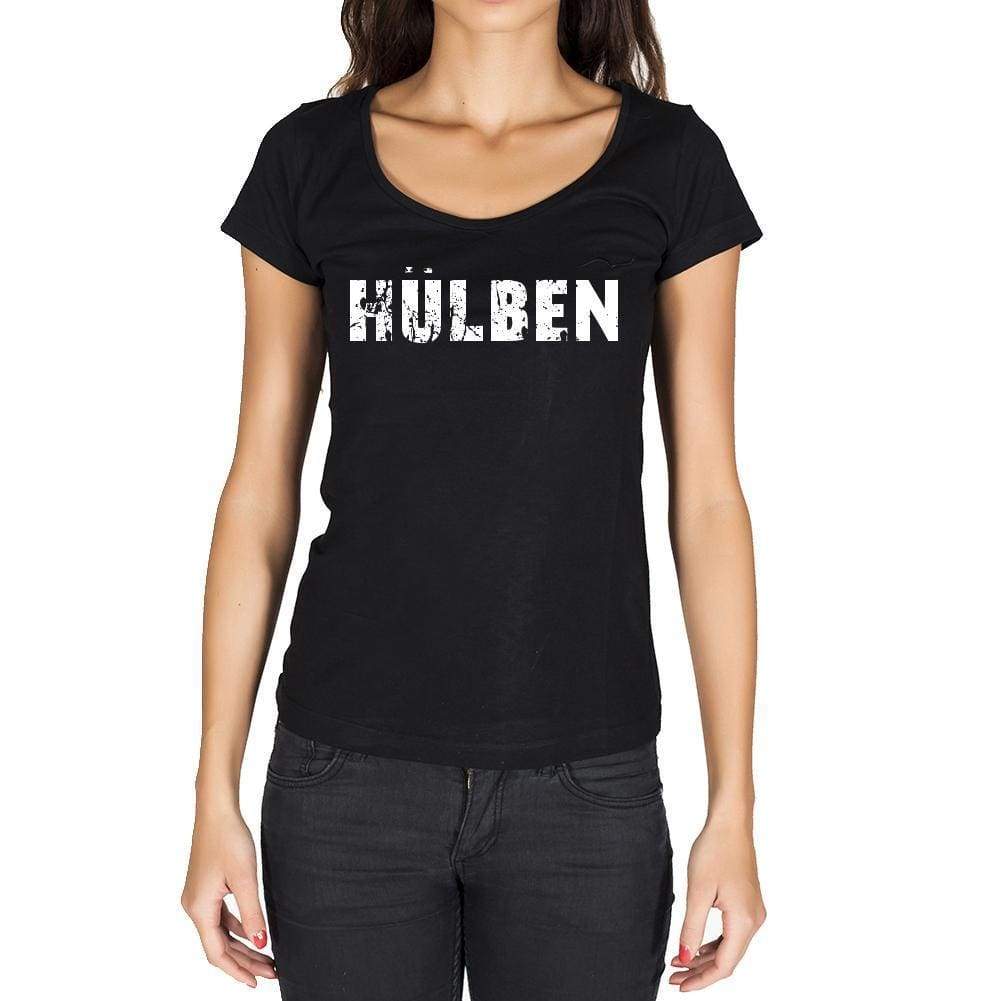 Hülben German Cities Black Womens Short Sleeve Round Neck T-Shirt 00002 - Casual