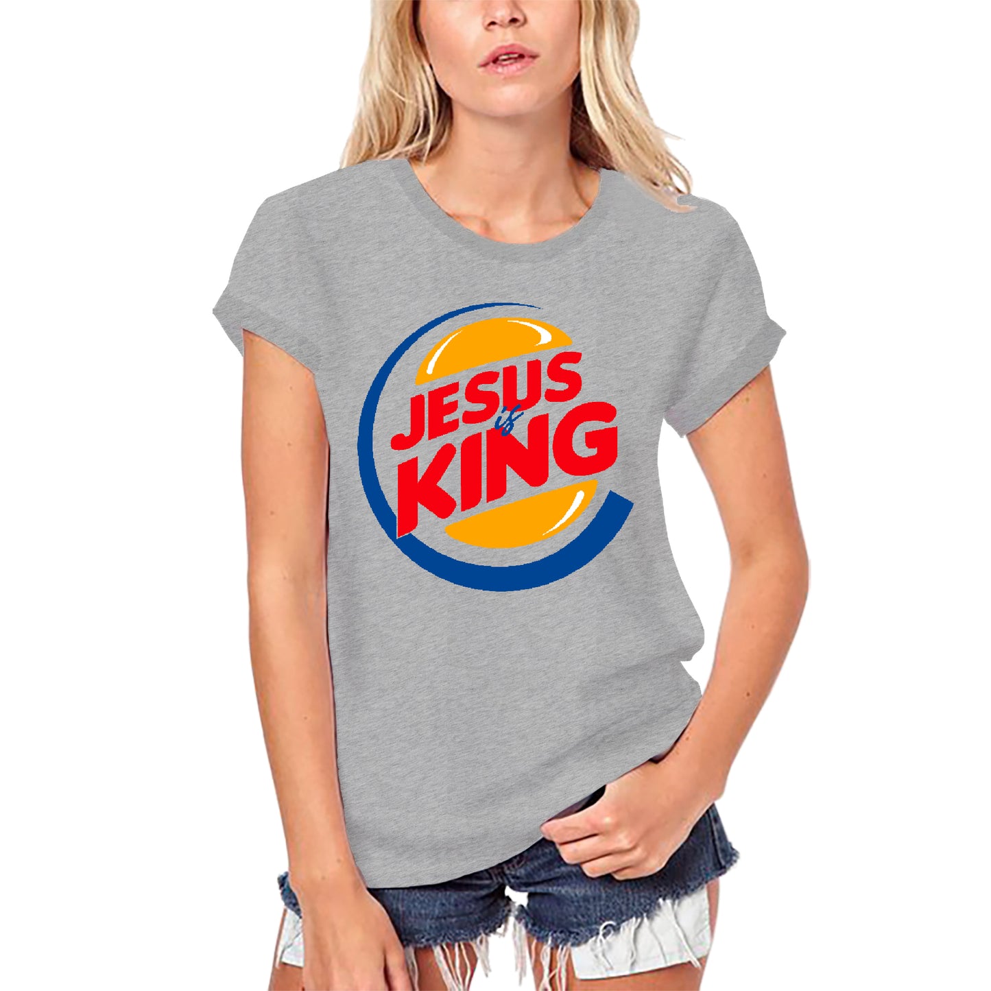 ULTRABASIC Damen-Bio-T-Shirt Jesus ist König – christliches religiöses T-Shirt