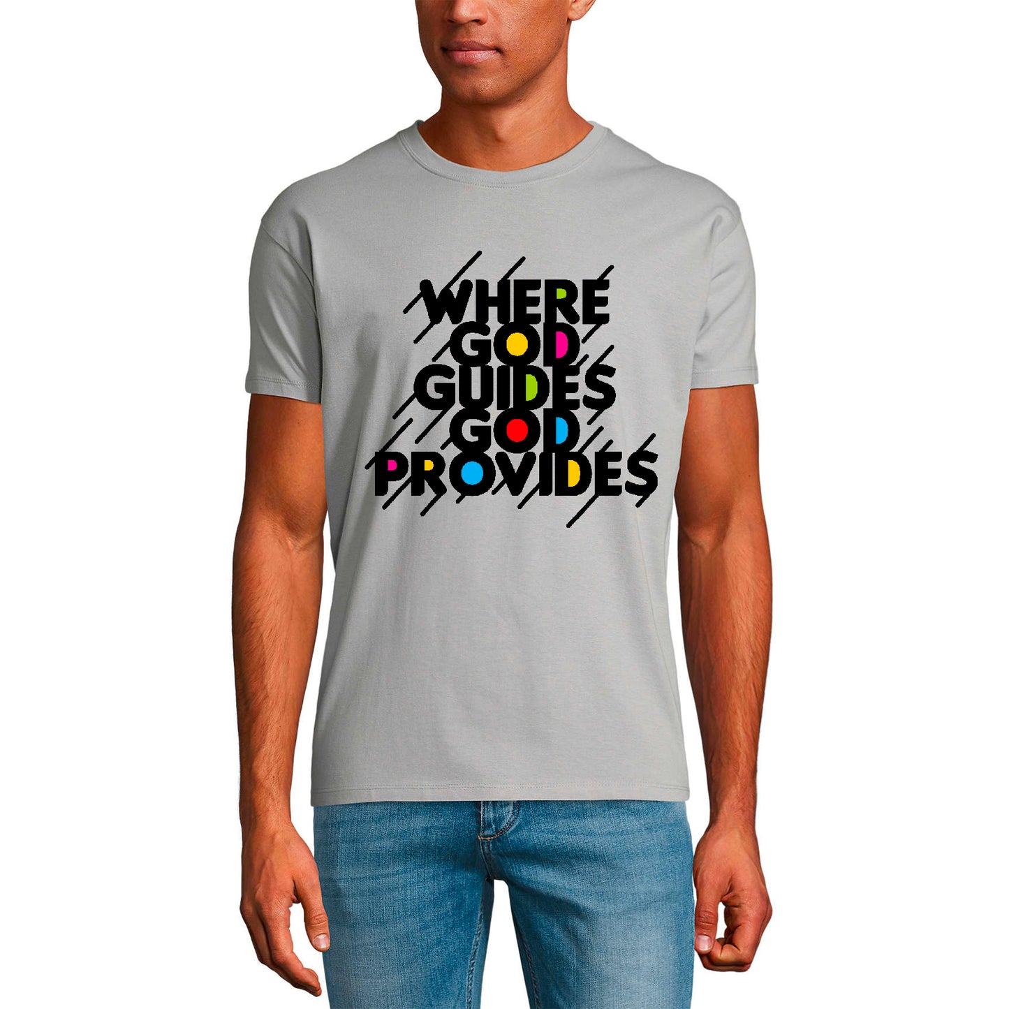 ULTRABASIC Men's T-Shirt God Guides God Provides - Bible Religious Shirt