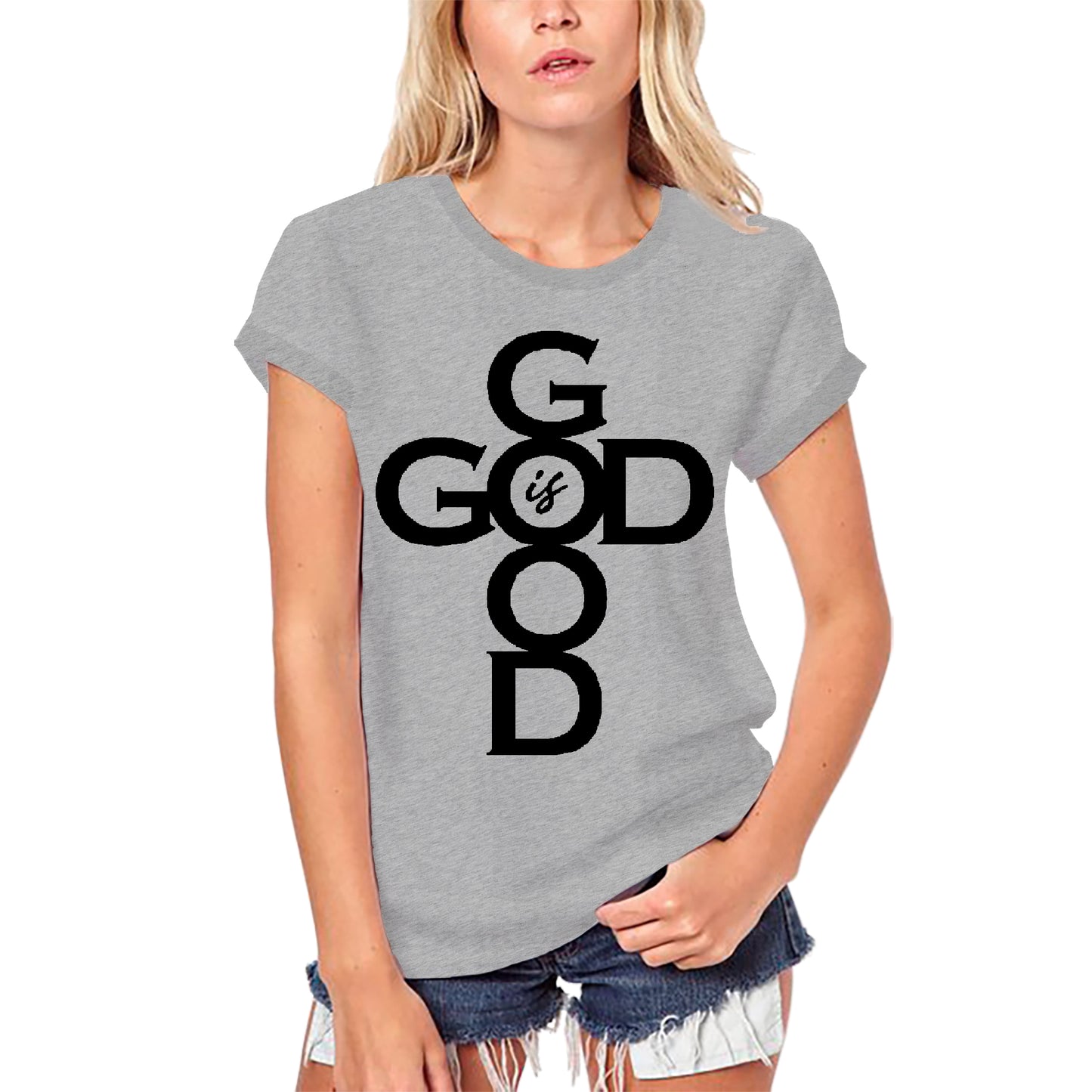 ULTRABASIC Damen-Bio-T-Shirt „Guter Gott – Jesus Christus, Bibel, religiöses Shirt“.