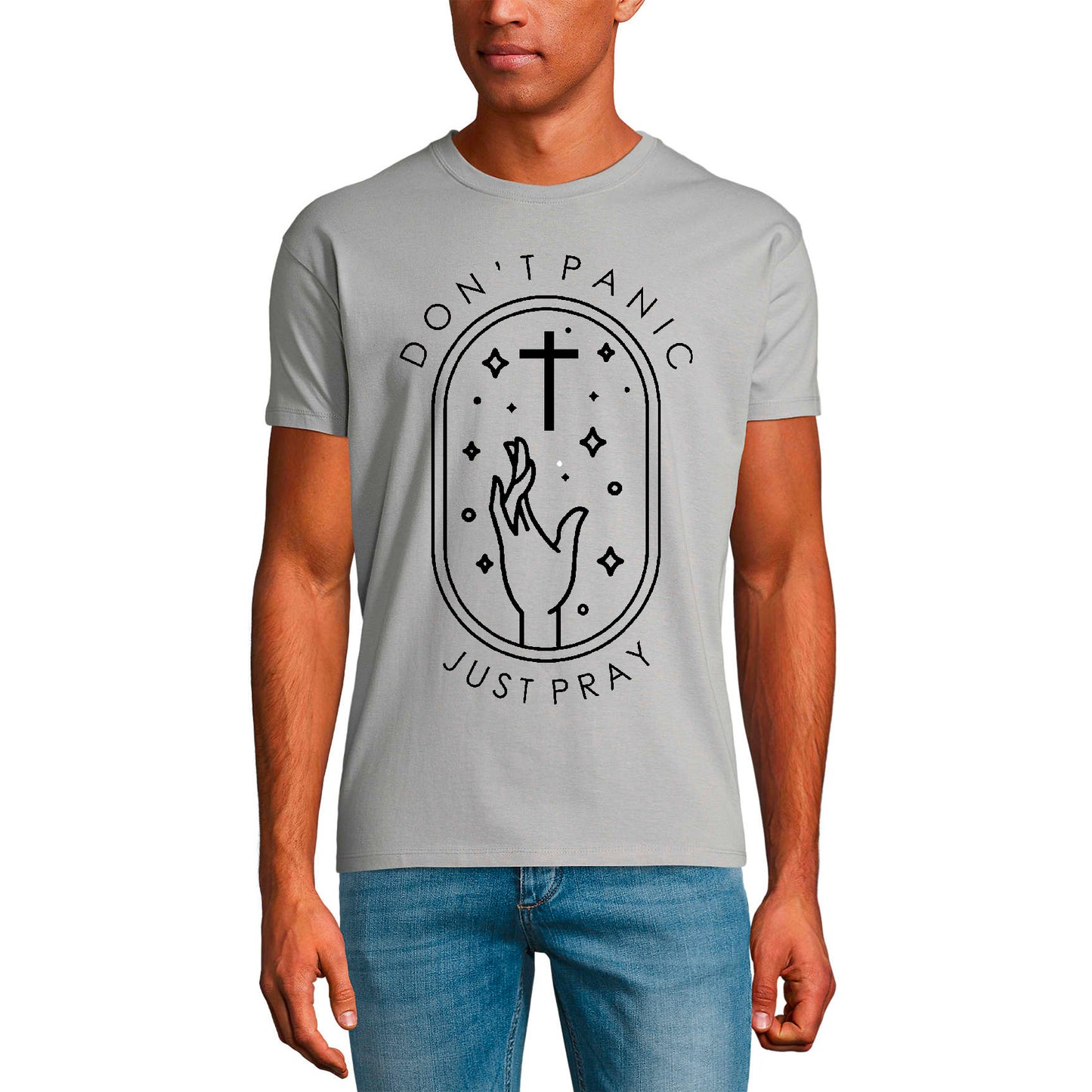 ULTRABASIC Herren-T-Shirt Don't Panic Just Pray – Christus-Bibel-Religionsshirt