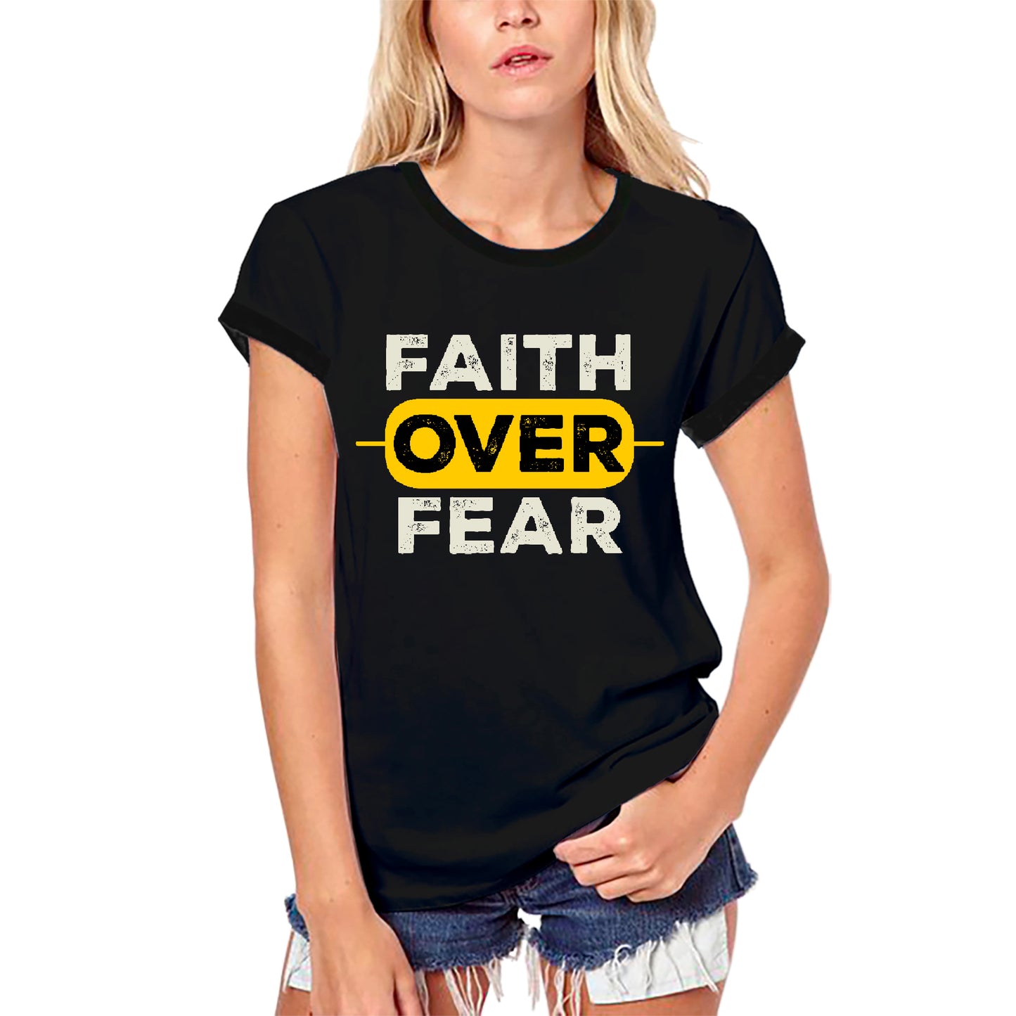ULTRABASIC Bio-T-Shirt für Frauen „Glaube über Angst – Bibel-Religiöses T-Shirt“.