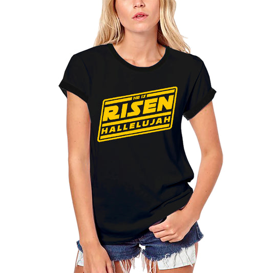 ULTRABASIC Frauen-Bio-T-Shirt „He is Risen Hallelujah – Bible Christ Shirt“.