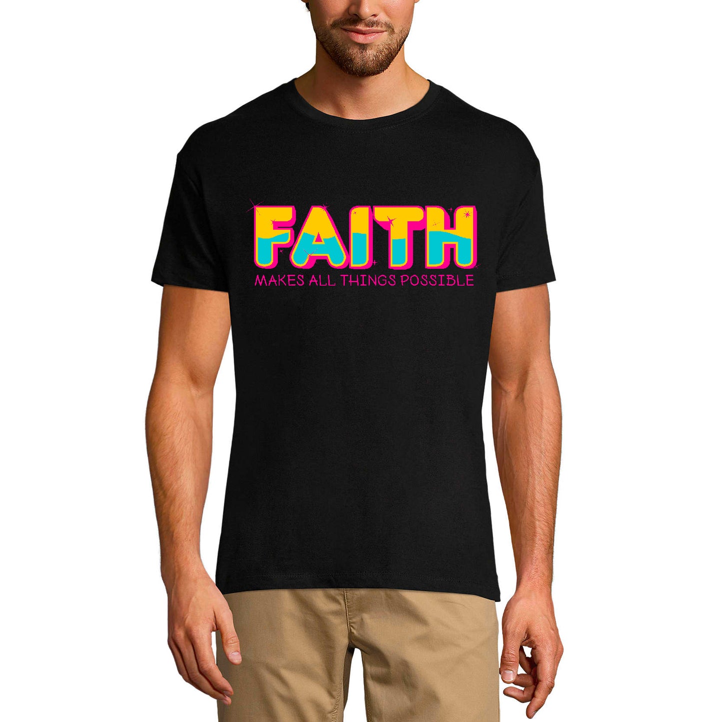 ULTRABASIC Herren-T-Shirt „Glaube macht alles möglich“ mit religiösem Motiv