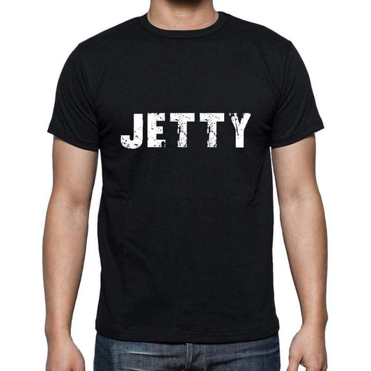 Jetty Mens Short Sleeve Round Neck T-Shirt 5 Letters Black Word 00006 - Casual