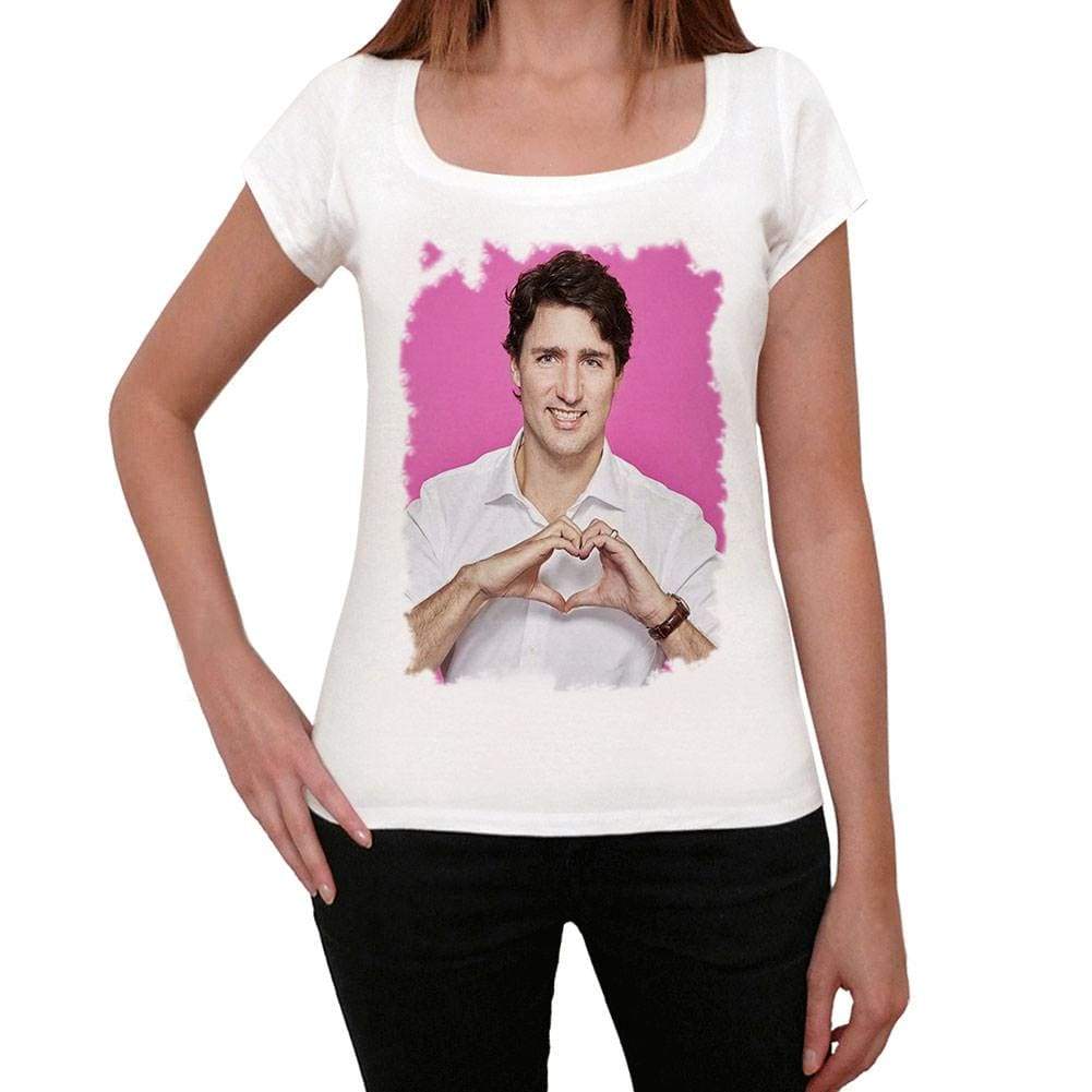 Justin Trudeau Heart Womens T-Shirt White Birthday Gift 00514 - White / Xs - Casual