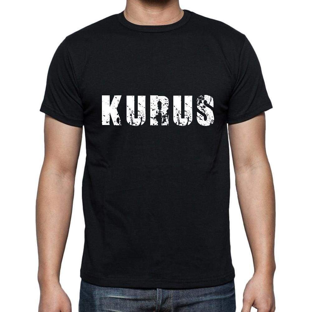 Kurus Mens Short Sleeve Round Neck T-Shirt 5 Letters Black Word 00006 - Casual