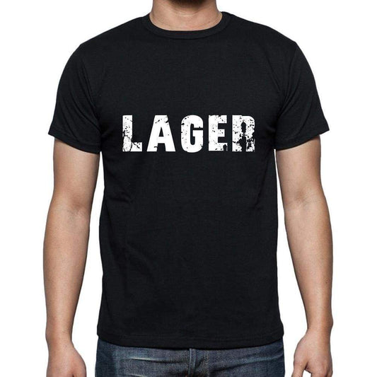 Lager Mens Short Sleeve Round Neck T-Shirt 5 Letters Black Word 00006 - Casual
