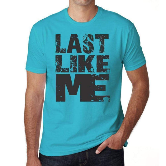 Last Like Me Blue Grey Letters Mens Short Sleeve Round Neck T-Shirt 00285 - Blue / S - Casual