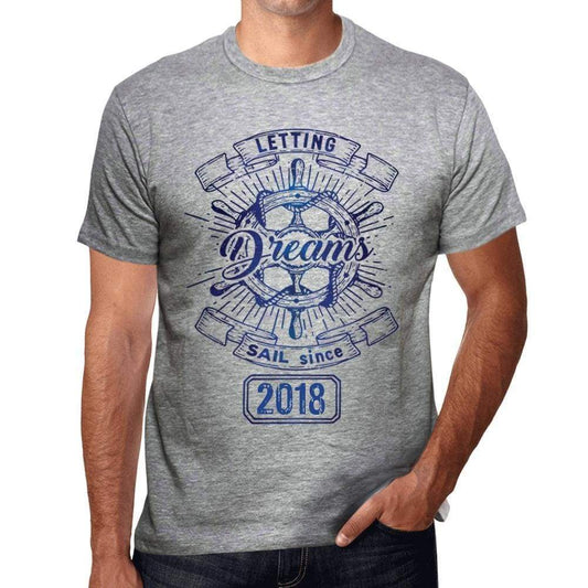 Letting Dreams Sail Since 2018 Mens T-Shirt Grey Birthday Gift 00403 - Grey / S - Casual