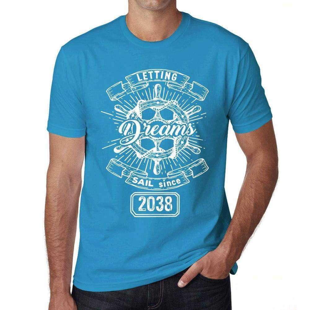 Letting Dreams Sail Since 2038 Mens T-Shirt Blue Birthday Gift 00404 - Blue / Xs - Casual