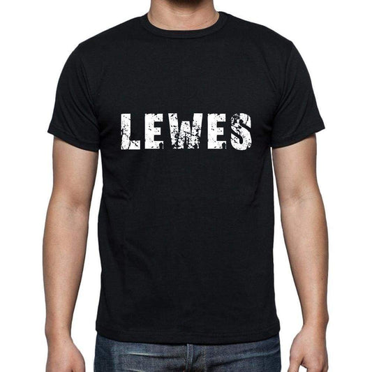 Lewes Mens Short Sleeve Round Neck T-Shirt 5 Letters Black Word 00006 - Casual