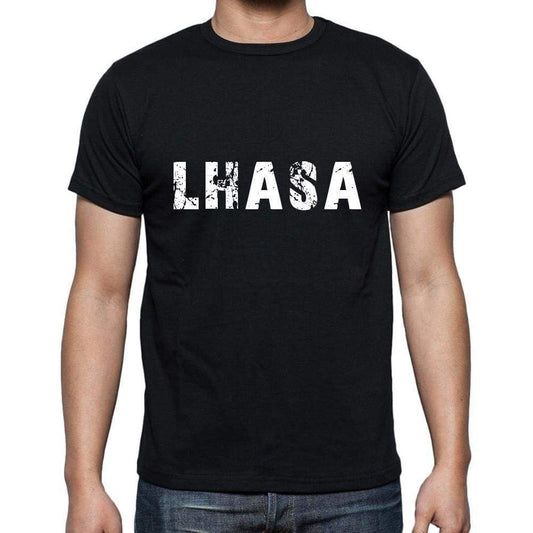 Lhasa Mens Short Sleeve Round Neck T-Shirt 5 Letters Black Word 00006 - Casual