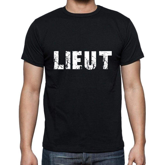 Lieut Mens Short Sleeve Round Neck T-Shirt 5 Letters Black Word 00006 - Casual