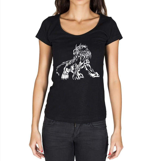 Lion Tribal Tattoo Black Gift Tshirt Black Womens T-Shirt 00165