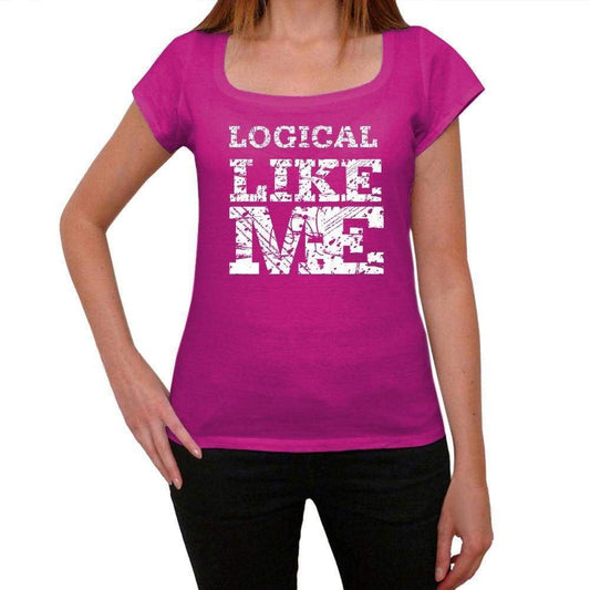 Logical Like Me Pink Womens Short Sleeve Round Neck T-Shirt - Pink / Xs - Casual