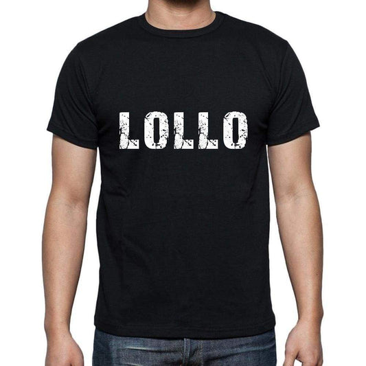 Lollo Mens Short Sleeve Round Neck T-Shirt 5 Letters Black Word 00006 - Casual