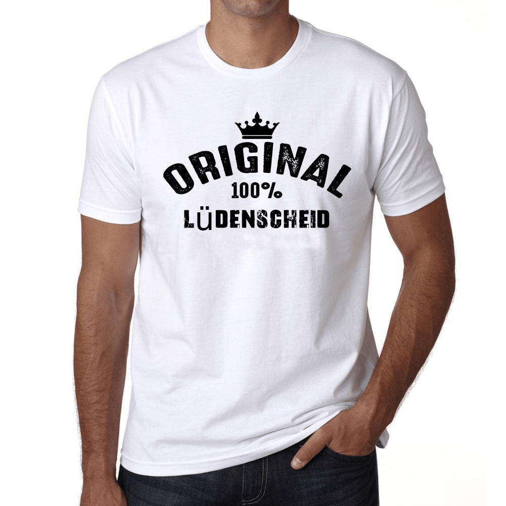 Lüdenscheid 100% German City White Mens Short Sleeve Round Neck T-Shirt 00001 - Casual