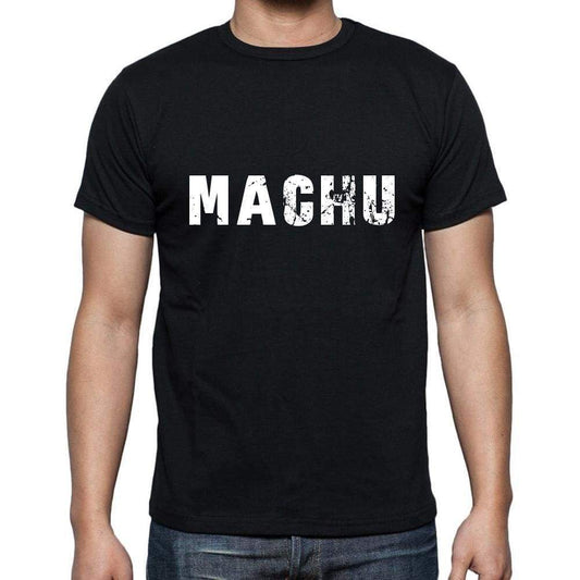 Machu Mens Short Sleeve Round Neck T-Shirt 5 Letters Black Word 00006 - Casual