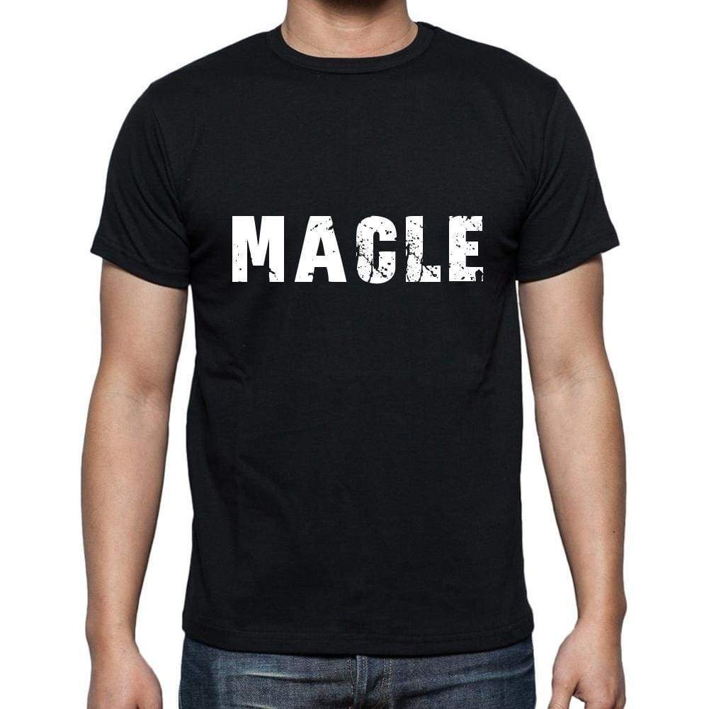 Macle Mens Short Sleeve Round Neck T-Shirt 5 Letters Black Word 00006 - Casual
