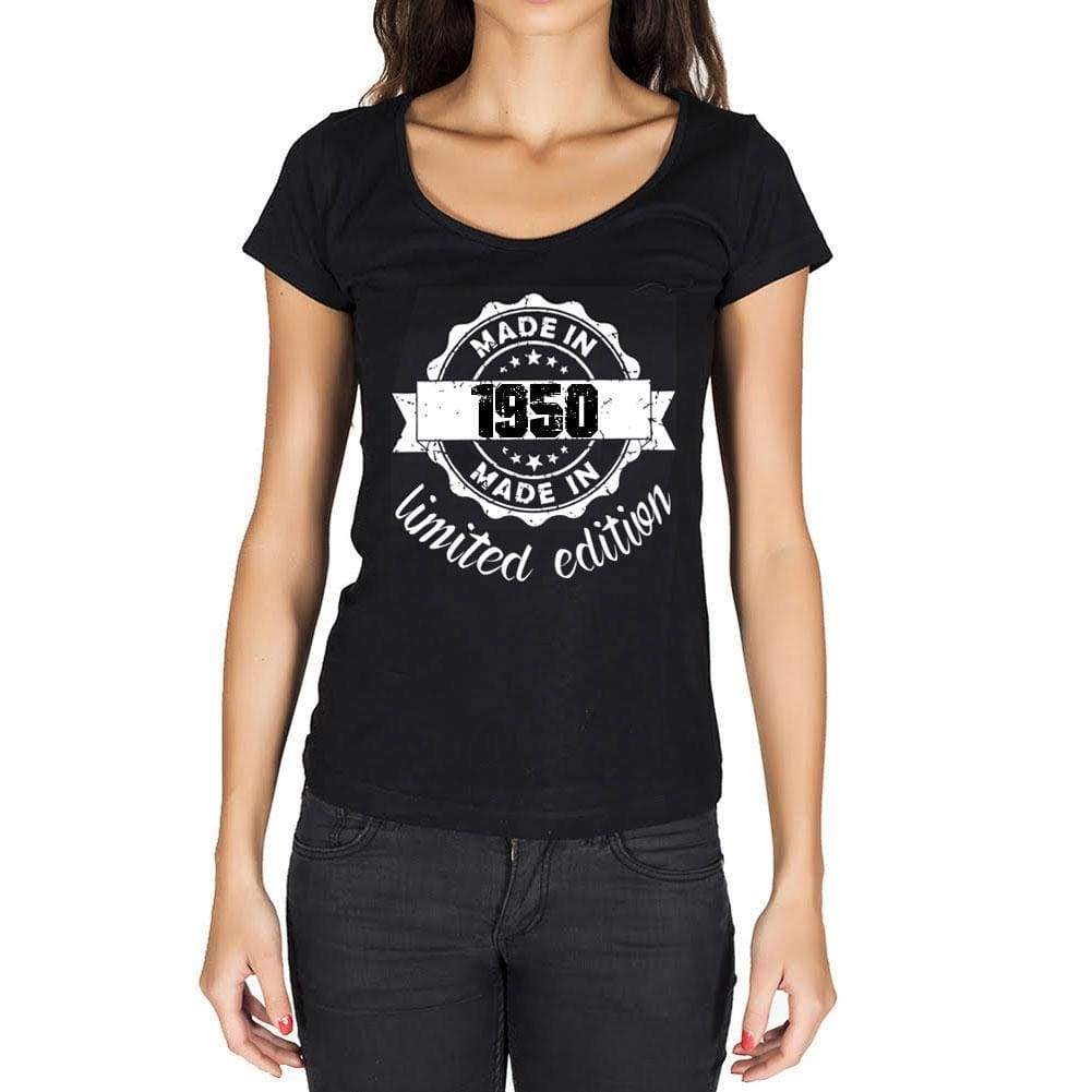 Made In 1950 Limited Edition Womens T-Shirt Black Birthday Gift 00426 - Black / Xs - Casual